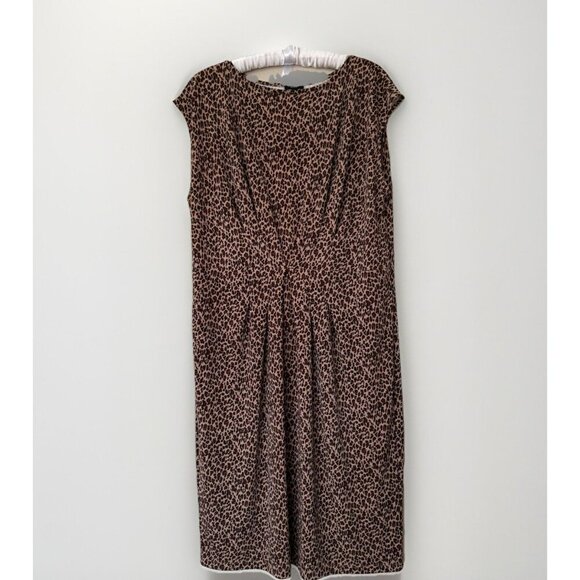 Talbots Womens Size XL Leopard Animal Print Short Sleeve Knee Length Dress - Picture 1 of 8